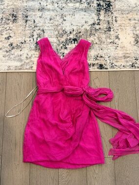 Shona Joy Hot Pink Sleeveless V-Neck Tie-Waist Cami